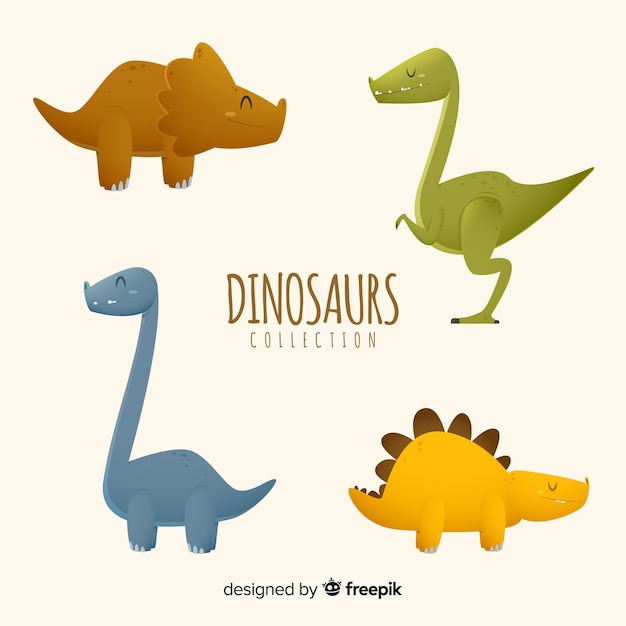 Vector gratuito colección de dinosaurio en diseño plano