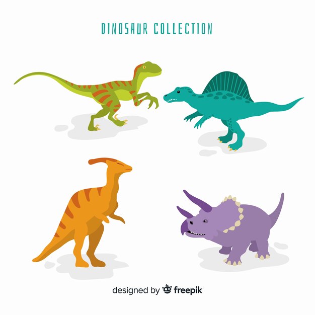 Colección de dinosaurios dibujados a mano