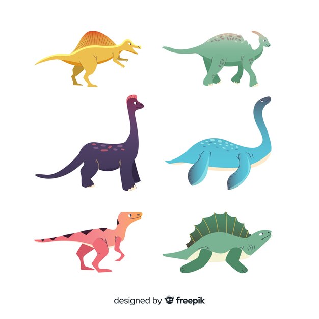 Colección de dinosaurios dibujados a mano