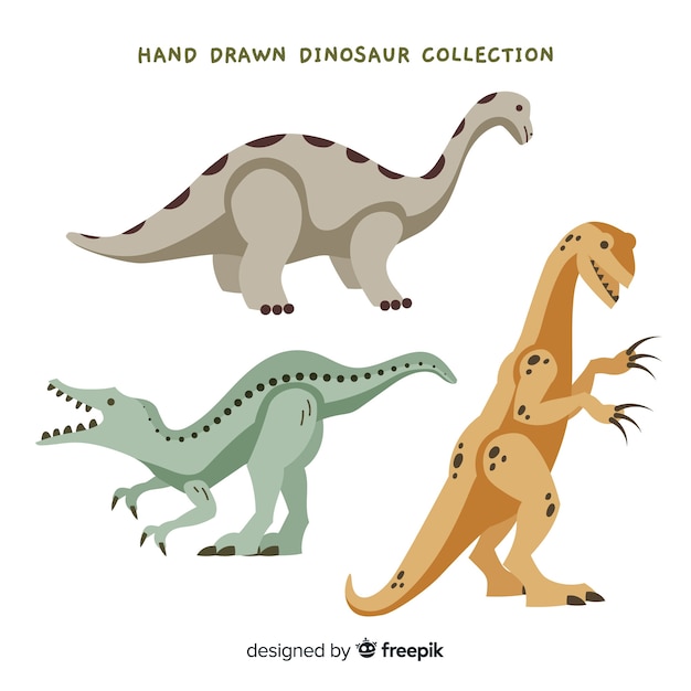 Colección de dinosaurios dibujados a mano
