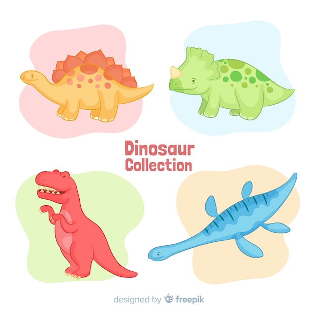 Vector gratuito colección de dinosaurios dibujados a mano