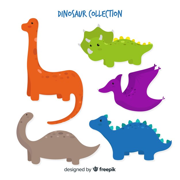 Colección de dinosaurios dibujados a mano