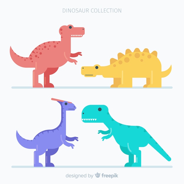 Colección de dinosaurios en diseño plano