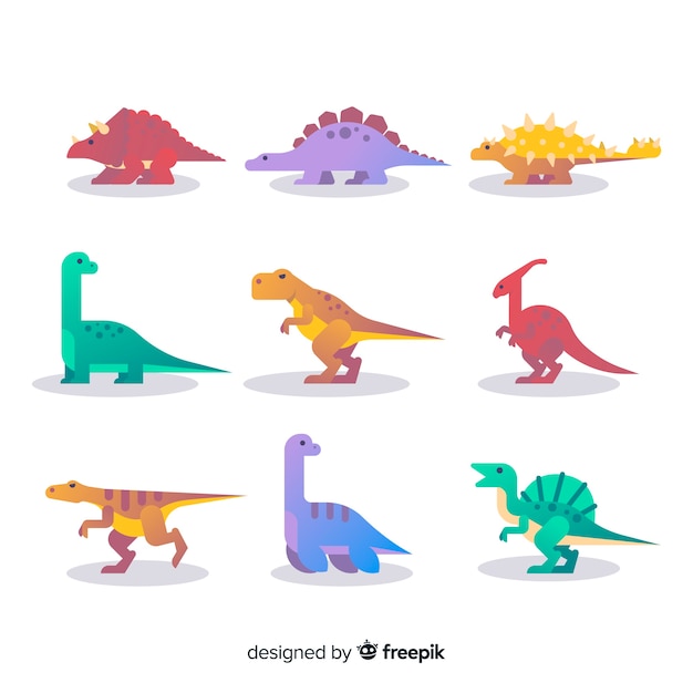 Vector gratuito colección de dinosaurios en diseño plano