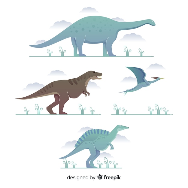 Vector gratuito colección de dinosaurios en diseño plano