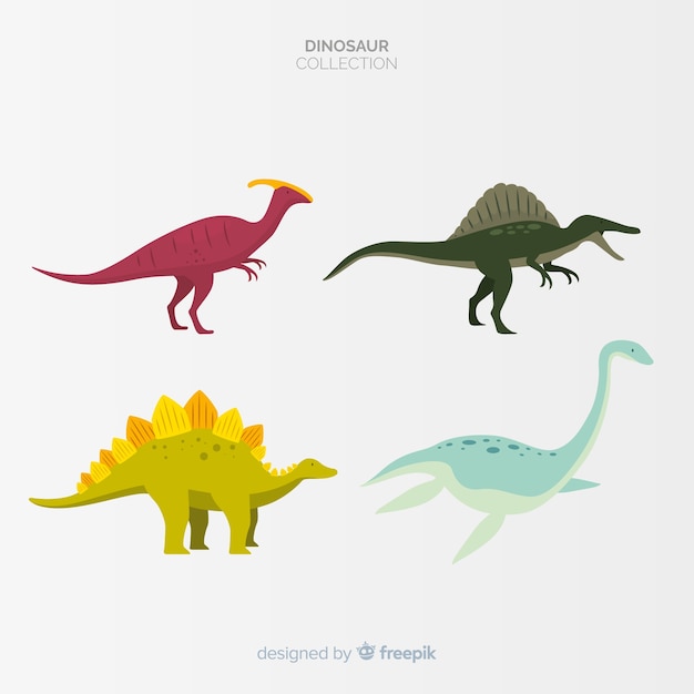 Vector gratuito colección de dinosaurios en diseño plano