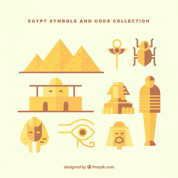 Vector gratuito colección de dioses y símbolos egiptos
