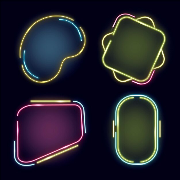 Colección de diseño abstracto de marco de neón