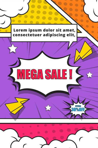 Colección de diseño de cómic de arte pop de banner vectorial