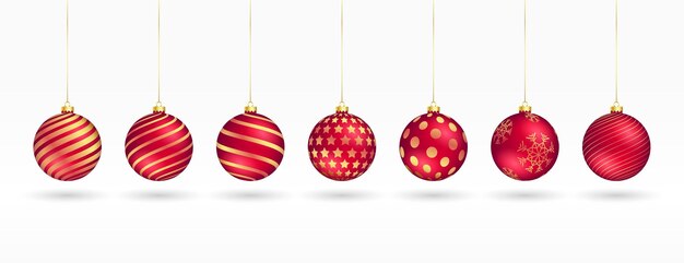 Colección de diseño de elementos de adorno de Navidad rojo aislado