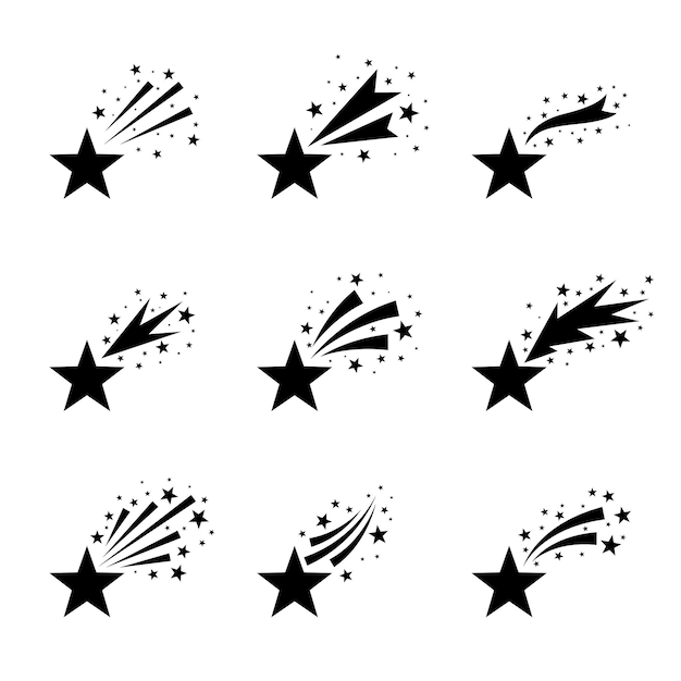 colección de diseño de elementos de íconos de estrellas fugaz