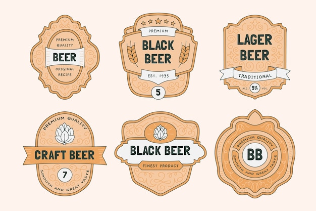 Vector gratuito colección de diseño de etiquetas de cerveza