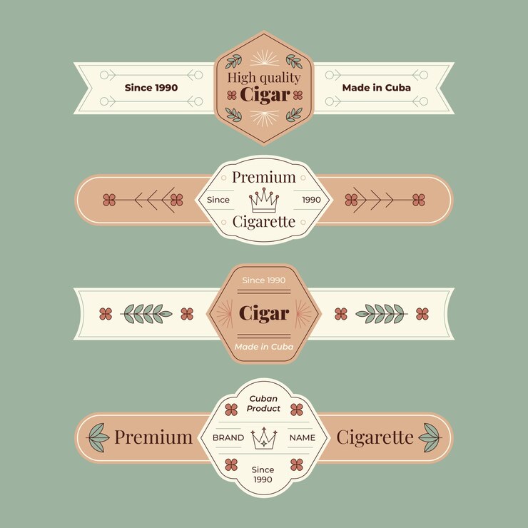 Vector gratuito colección de diseño de etiquetas de cigarros