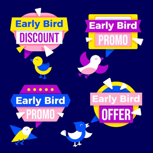 Colección de diseño de etiquetas early bird