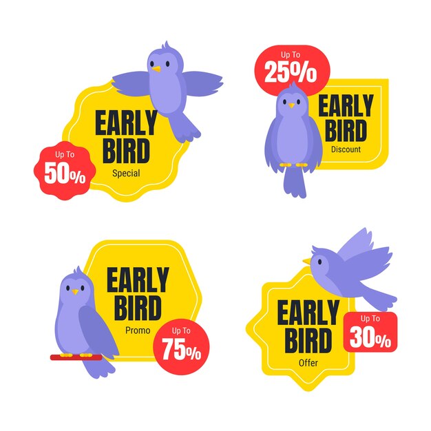 Colección de diseño de etiquetas Early Bird