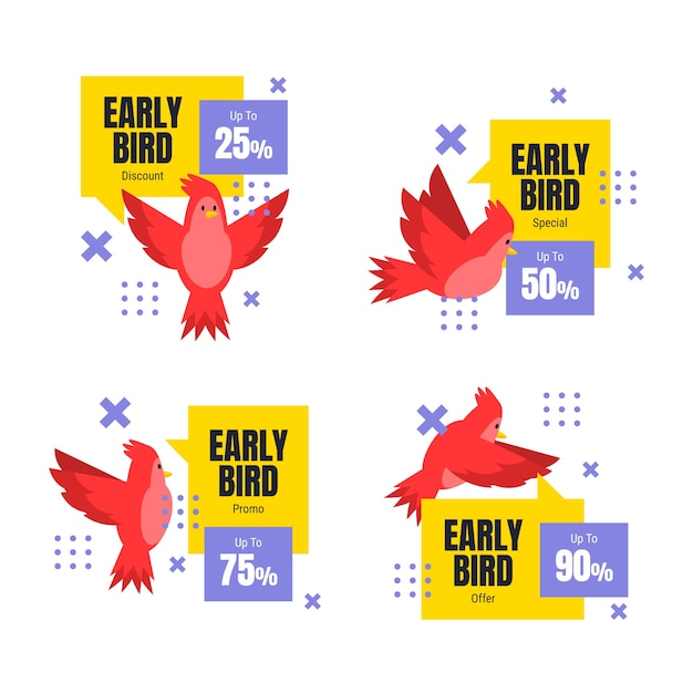 Vector gratuito colección de diseño de etiquetas early bird