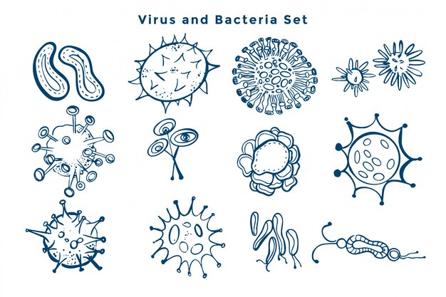 Colección de diseño de gérmenes de virus y bacterias.