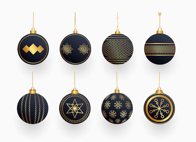 Colección de diseño de icono de adorno navideño negro oscuro
