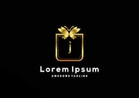 Vector gratuito colección de diseño de logotipo de mariposa luxury letter j