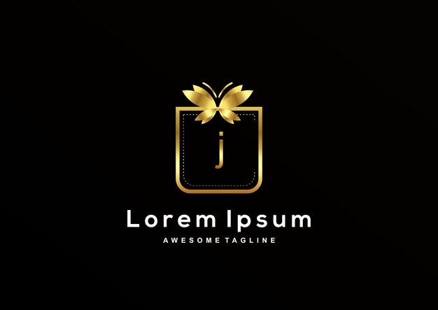 Colección de diseño de logotipo de mariposa Luxury Letter J
