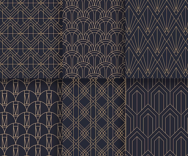 Vector gratuito colección de diseño de patrones art deco planos