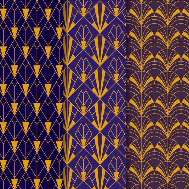 Colección de diseño de patrones art deco planos