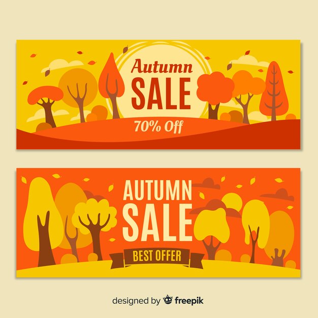 Colección de diseño plano de banner de ventas de otoño