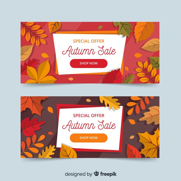 Colección de diseño plano de banner de ventas de otoño