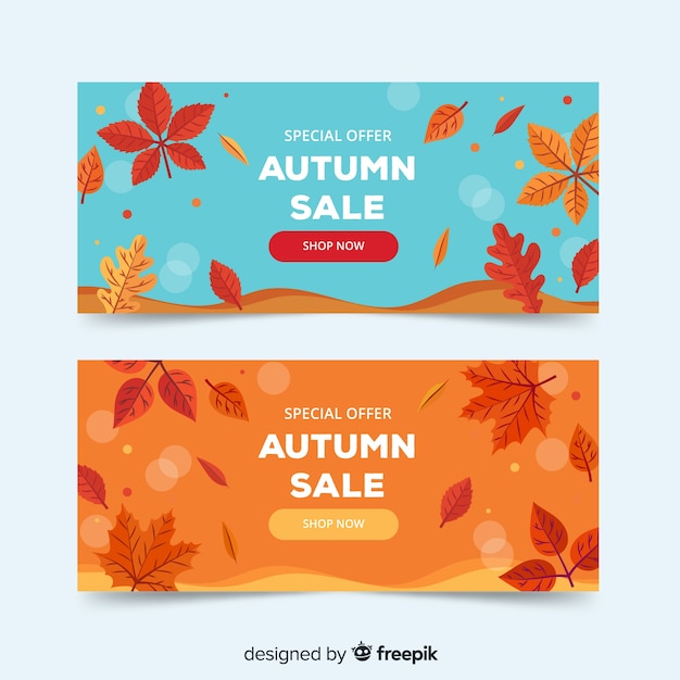 Colección de diseño plano de banner de ventas de otoño