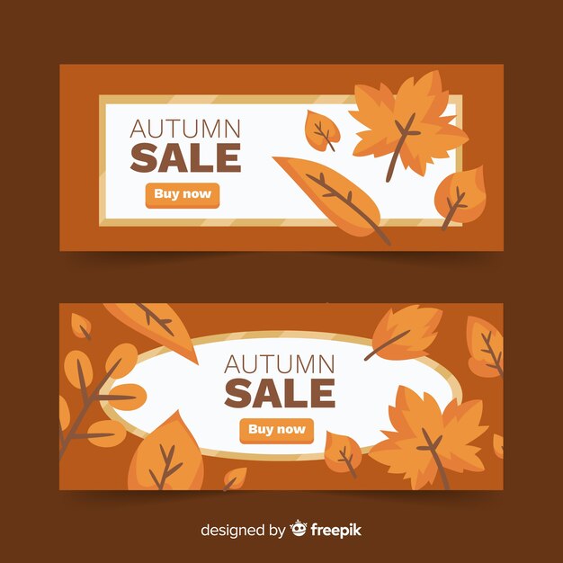 Colección de diseño plano de banner de ventas de otoño