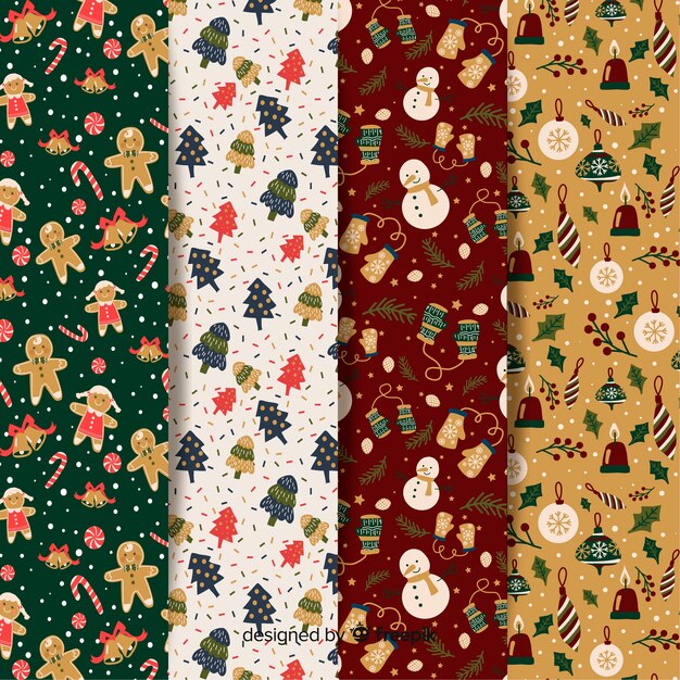 Colección de diseño plano de patrón de Navidad