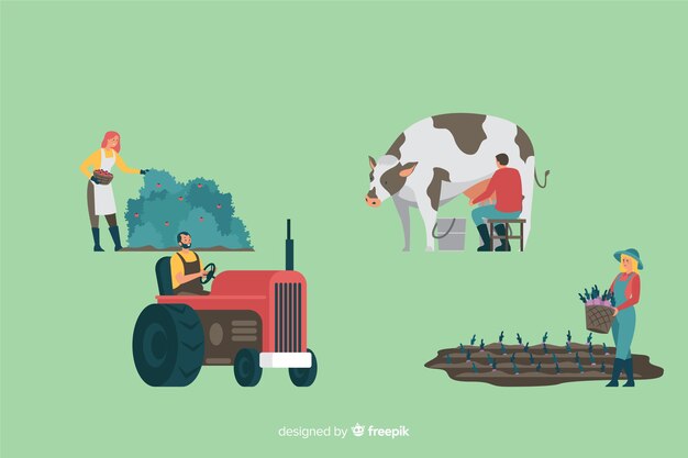 Colección de diseño plano de trabajadores agrícolas