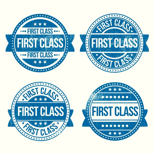 Colección de diseño de sellos de primera clase.