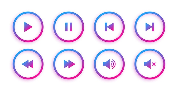 colección de diseño de señales de botón de control de reproductor de audio