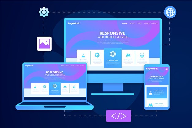 Colección de diseño de sitios web receptivos realistas