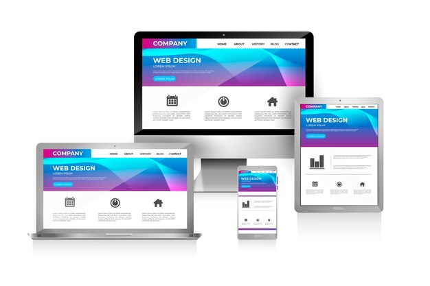 Colección de diseño de sitios web receptivos realistas