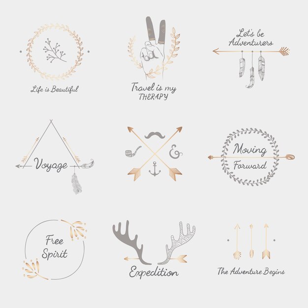 Colección de diseño de viajes dibujados a mano.
