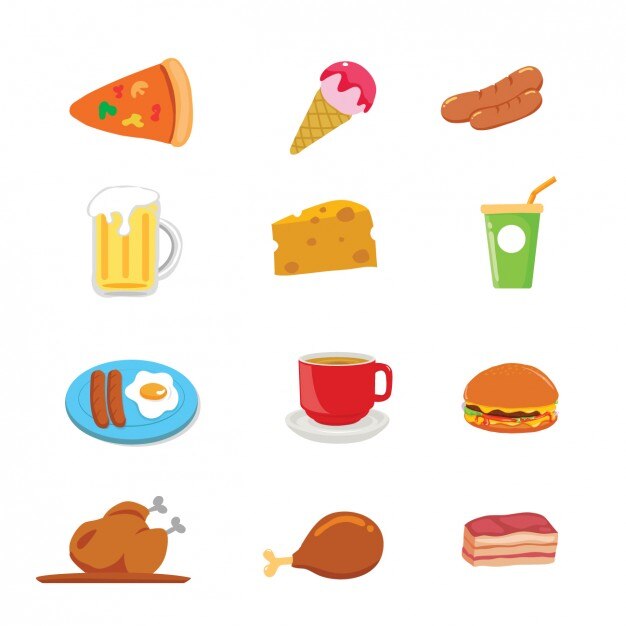 Colección de diseños de comida y bebida