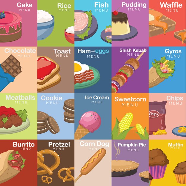 Colección de diseños de comida
