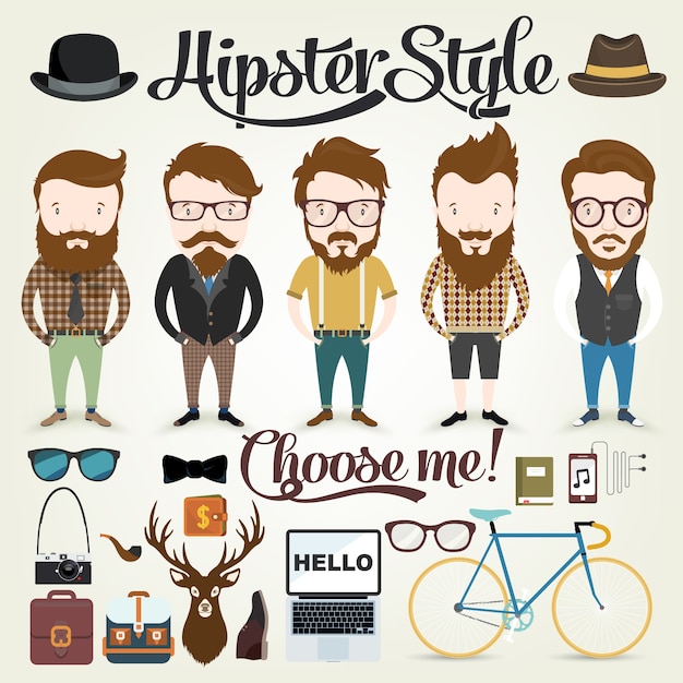 Vector gratuito colección de diseños hipster