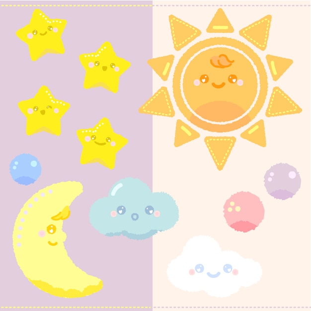 Colección de diseños de luna y estrellas