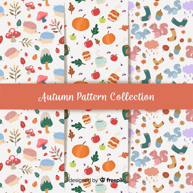 Colección de diseños planos de otoño.
