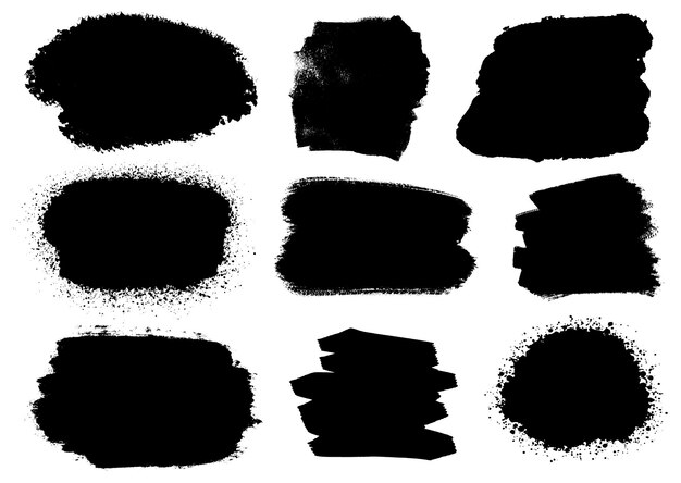 Colección de diseños de salpicaduras de grunge negro
