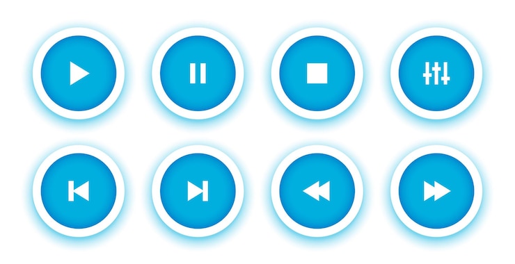 Vector gratuito colección de diseños de símbolos de botones de reproductor de música