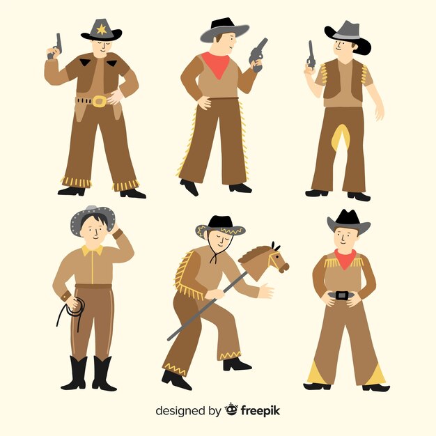 Colección disfraces vaquero carnaval planos