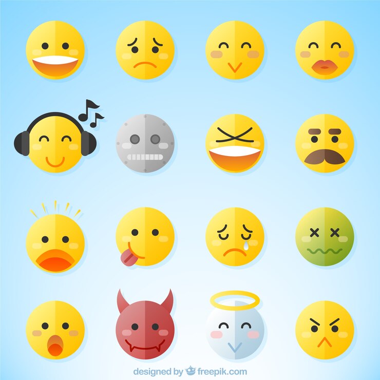 Vector gratuito colección divertida de emoticonos decorativos
