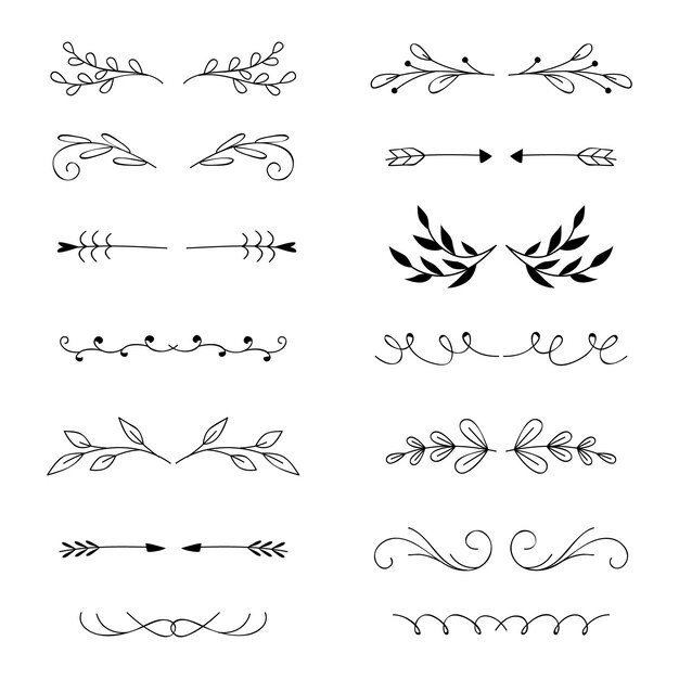 Colección de divisor ornamental elegante dibujado