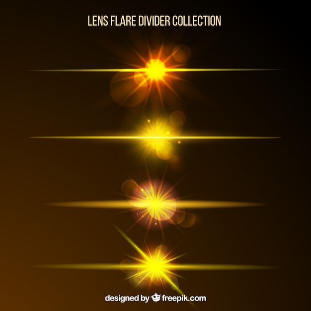 Vector gratuito colección de divisores dorados de bengalas de lente