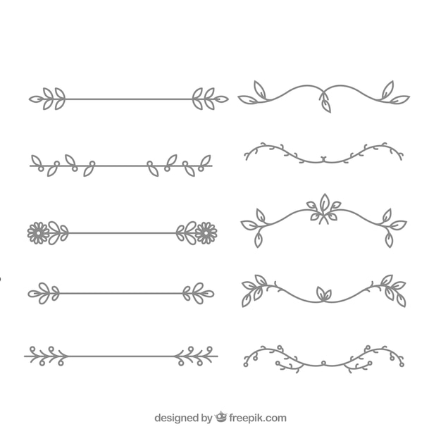 Vector gratuito colección de divisores con elementos florales