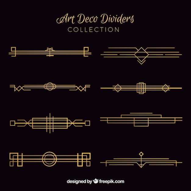 Vector gratuito colección de divisores en estilo arte deco